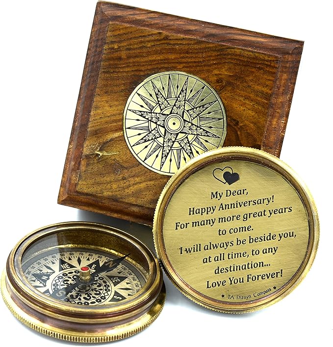 Inspirational compass in black leather case engraved with Psalm 32:8 - Perfect gift for Christian occasions like baptisms and graduations