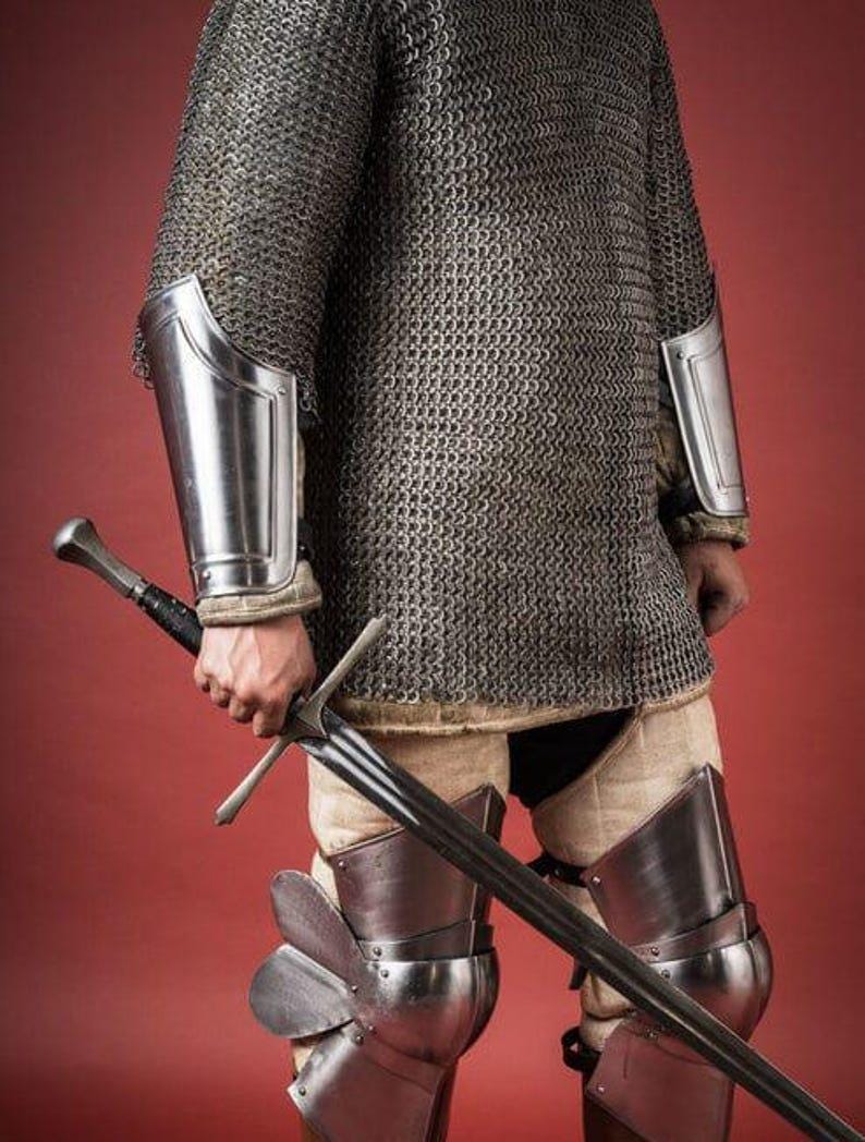 Polished battle-ready medieval armor suit for cosplay and reenactments