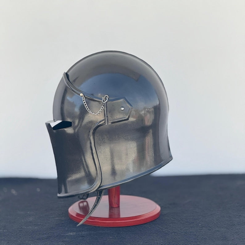 Cosplay featuring Medieval Knight Steel Barbuta Helmet for costume events