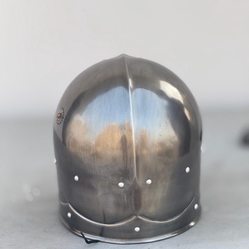 Medieval marauder helmet used as cosplay prop and dark knight armor for roleplay events