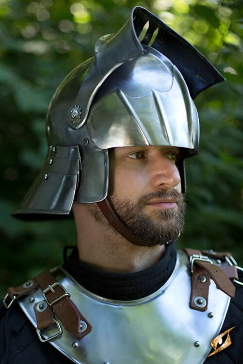 Handmade steel sallet helmet for cosplay and costume reenactment