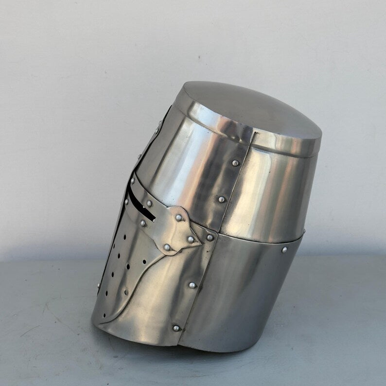 Templar crusader helmet used for cosplay and historical reenactment display
