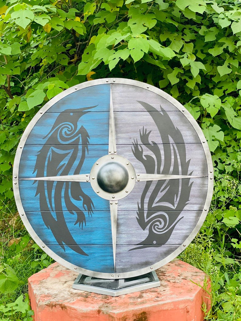 Crow Designer Shield perfect for Norse warrior decor and display