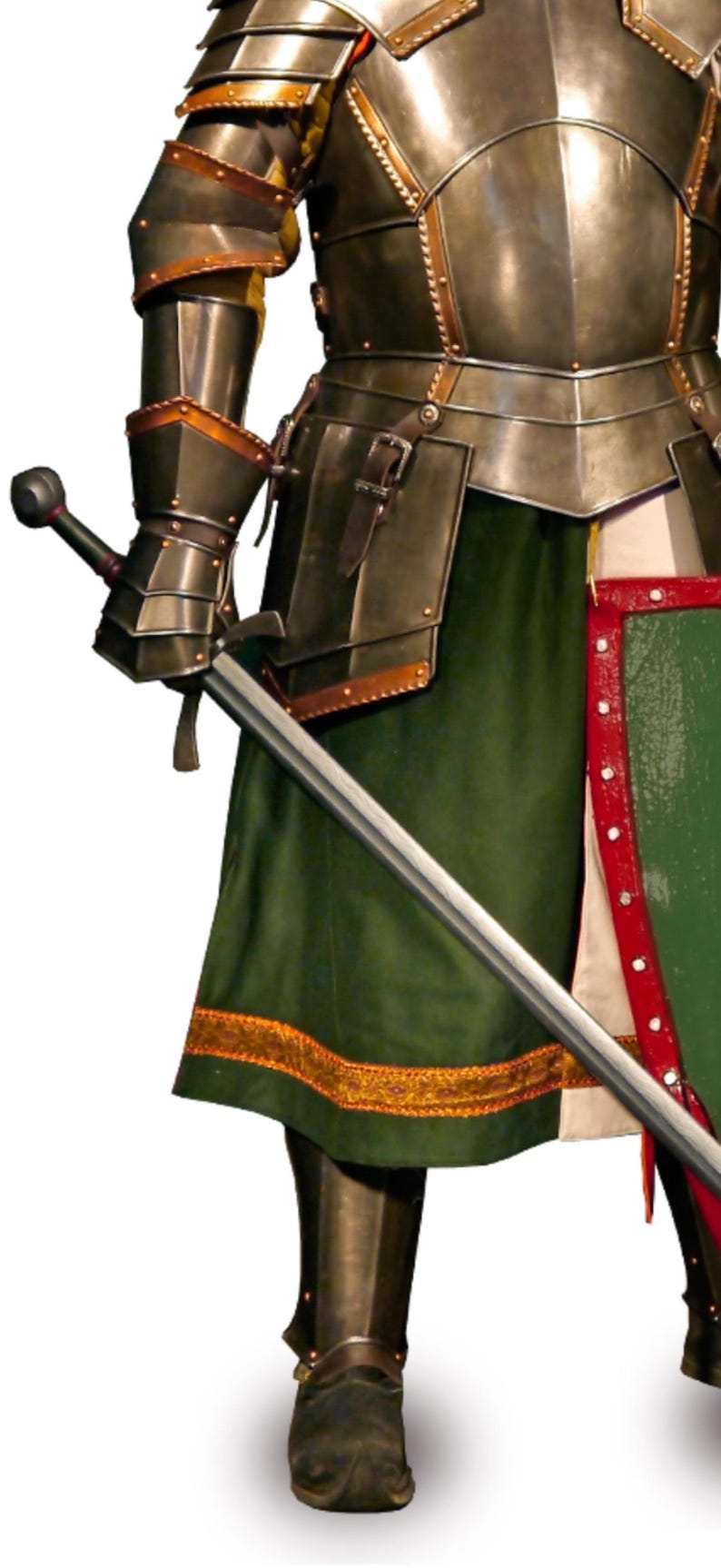 Back view of Fantasy Crusader Templar Knight Armor with adjustable leather straps