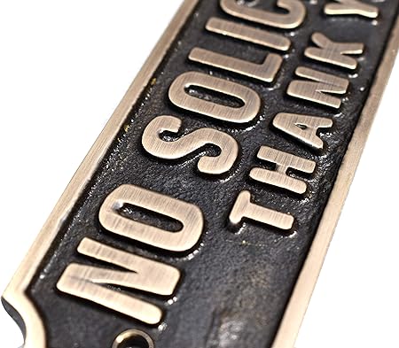 Customizable Brass No Soliciting Door Plate for Home or Office Entryway