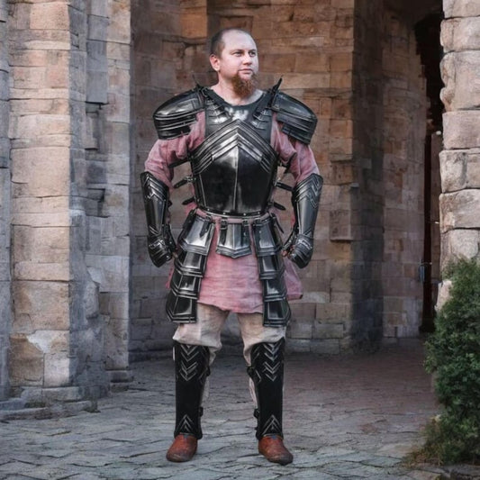 Dark dwarf LARP armor chestplate made of 18 gauge steel