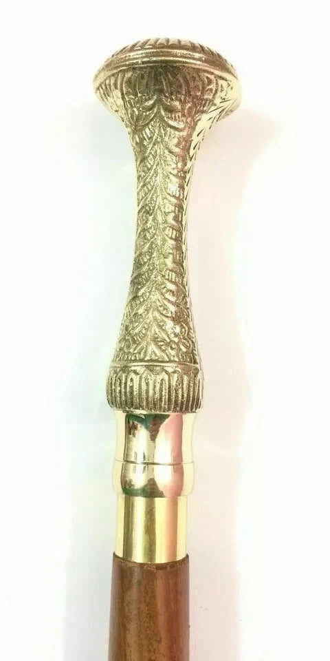 Designer brass handle wooden walking stick for collectors and gentlemen