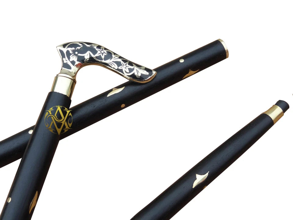 Detachable Brass and Wood Walking Stick Cane for Easy Portability