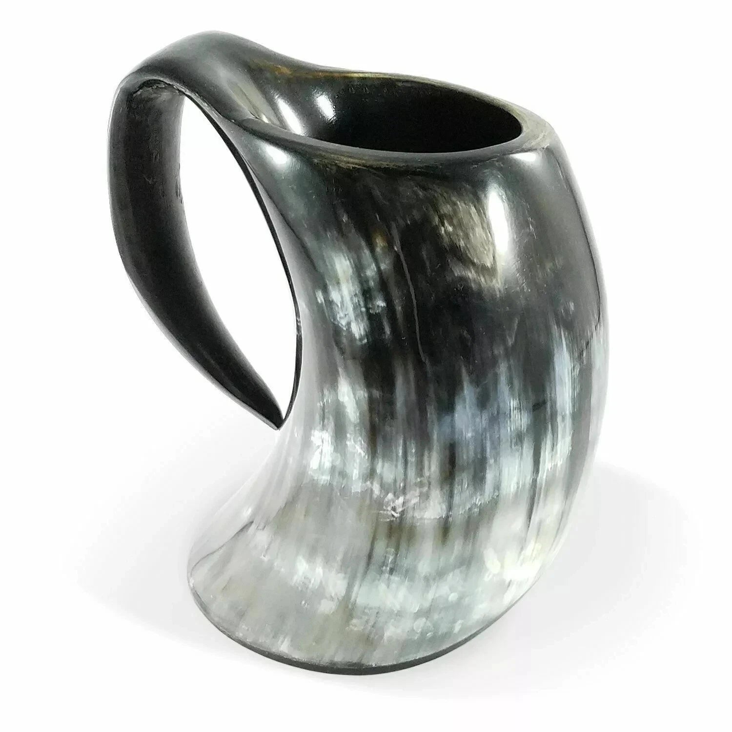 Viking drinking horn mug with polished finish by Artisans Hub - front view