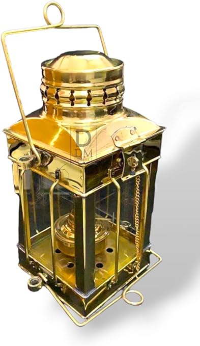 Durable Brass Nautical Oil Lamp Hanging Decor Lantern for Home and Office