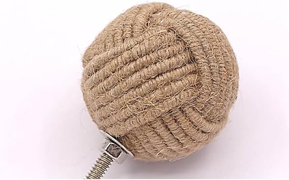 Jute drawer knobs with brushed nickel screws and easy installation hardware