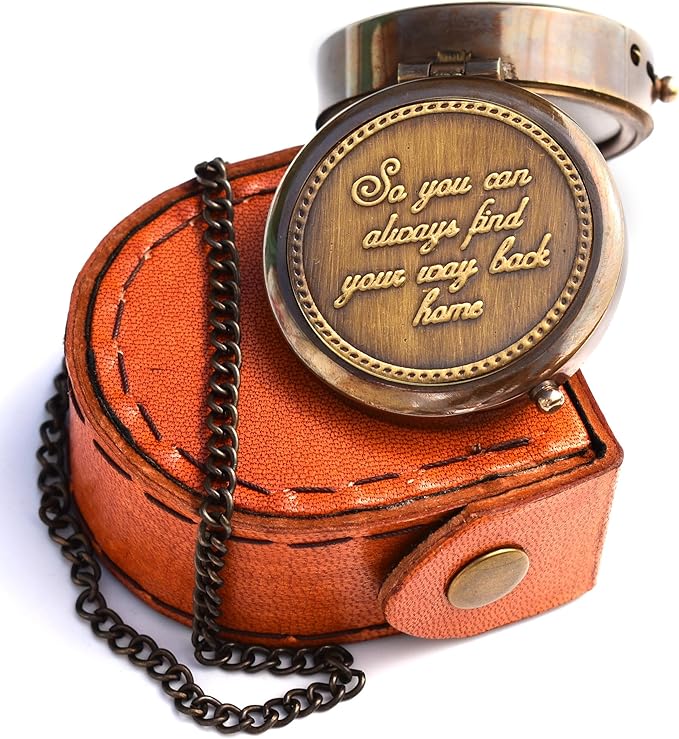 Engraved brass compass 'So You Can Always Find Your Way Back Home' - Romantic gift for him/her