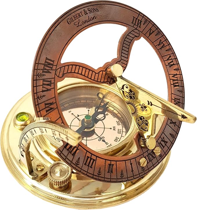 Engraved Brass Sundial Compass – Unique Gift for Dad or Boyfriend