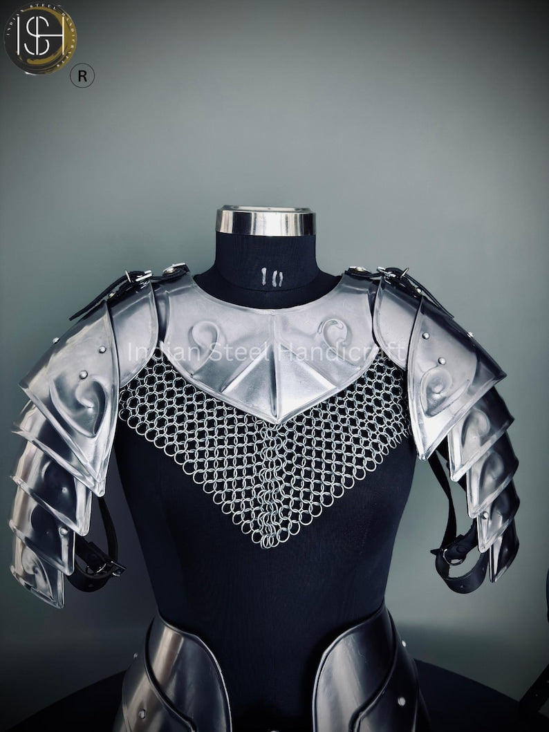 Fantasy LARP armor set for women including chainmail skirt and top