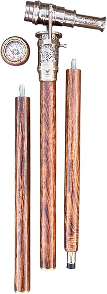 Foldable wooden walking stick, 36 inches long with vintage style