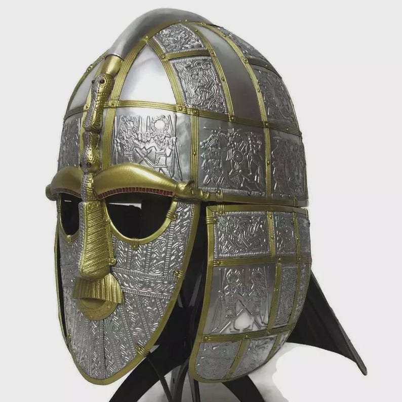 Full-Face Anglo-Saxon Helmet with Display Stand – Viking Style Gear