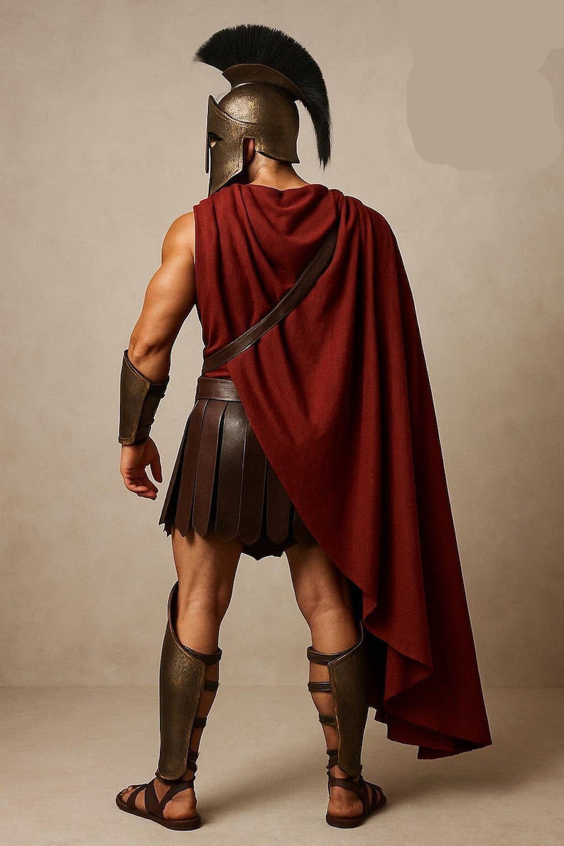 Fully wearable Spartan armor displayed for LARP and cosplay events