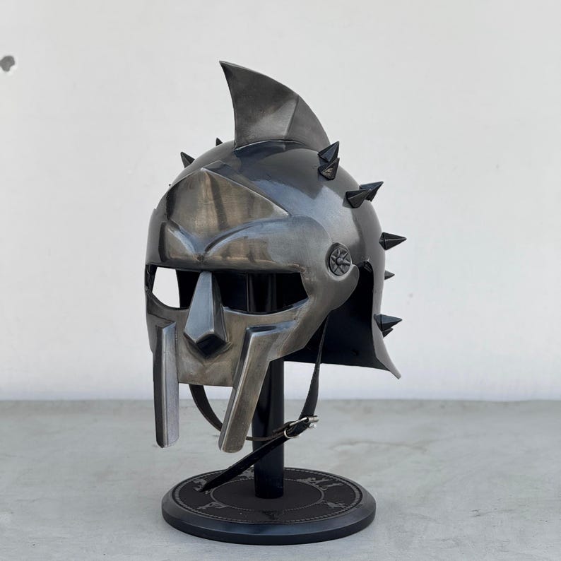 Gladiator Helmet worn as part of LARP cosplay costume for medieval reenactments