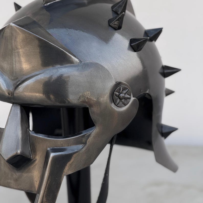 Gladiator Helmet displayed as Roman warrior collectible and medieval armor decoration