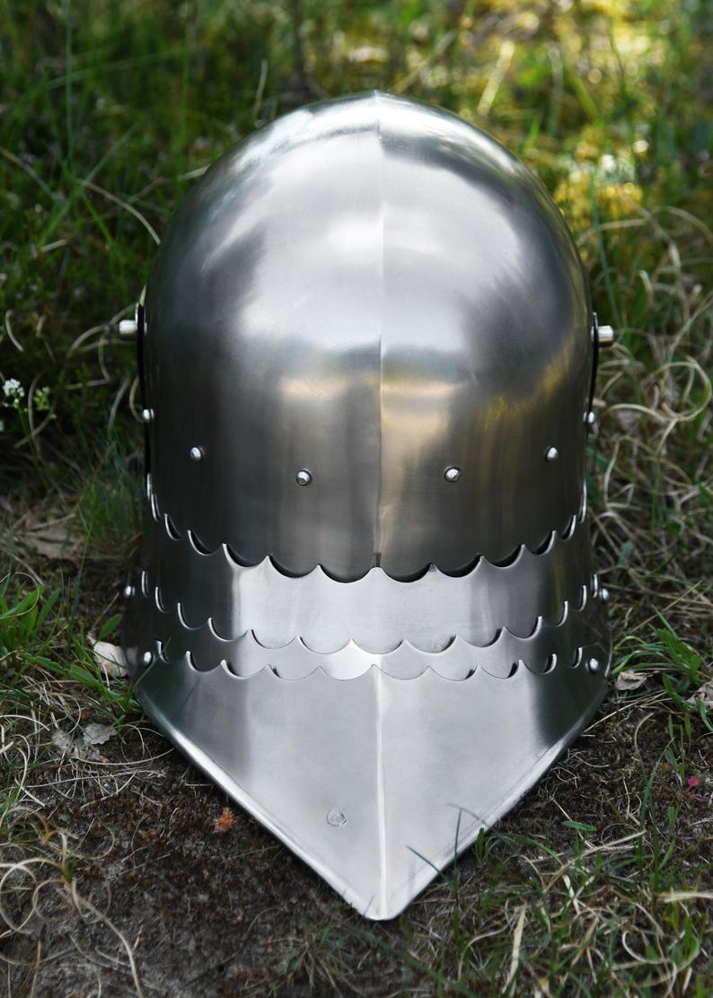 Close-up of Gothic Sallet Helmet – Premium Quality Handmade Medieval Armor