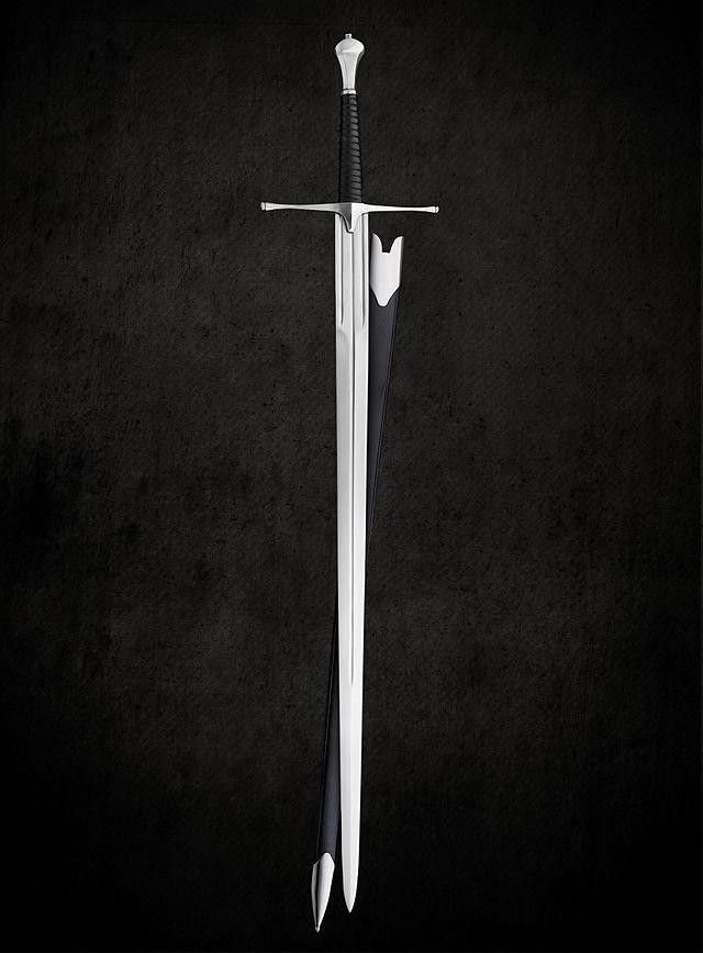 Hand-forged medieval sword with steel blade and leather grip