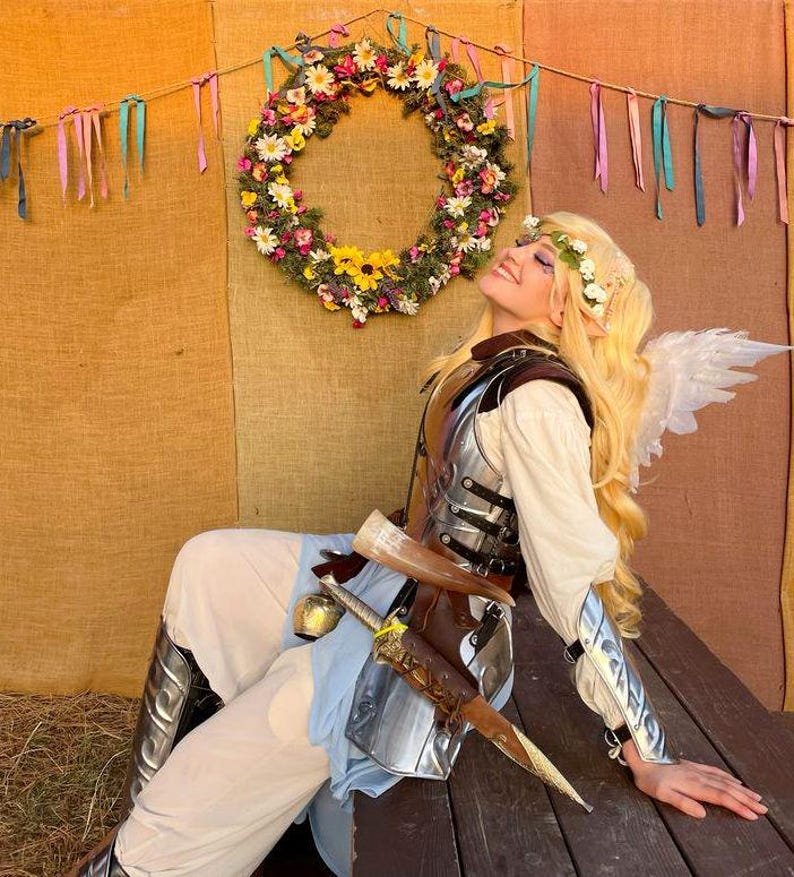 Handcrafted Holy Vanguard Steel Armor displayed on a stand for collectors or exhibitions