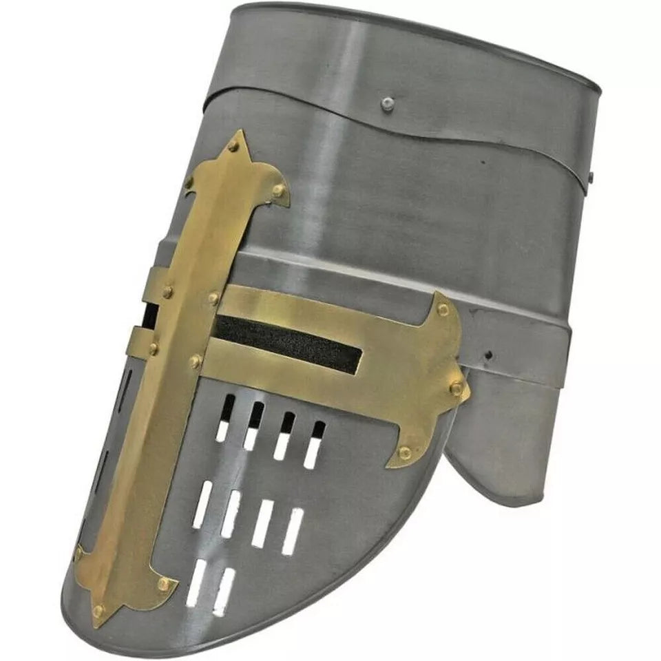 Handcrafted adult-size medieval Templar helmet for reenactment and cosplay by Artisans Hub