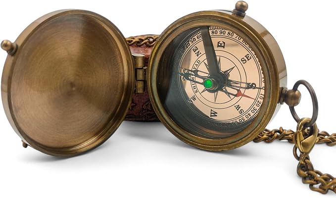 Handcrafted Portable Brass Compass – Ideal for Hiking, Travel, or Decor