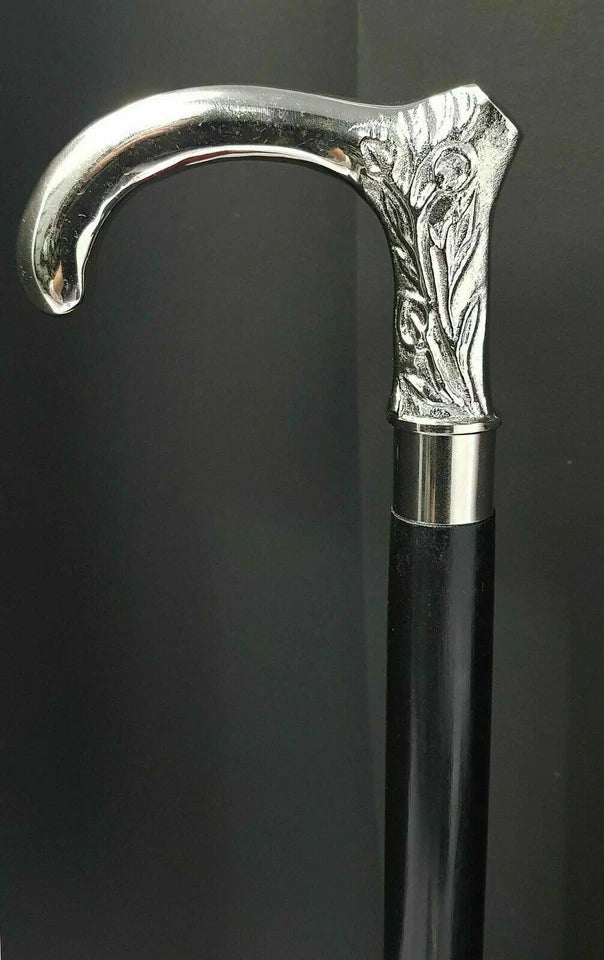 Handcrafted Victorian wooden cane with nautical brass handle
