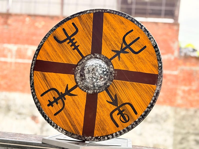 Handcrafted Viking Battleworn Wooden Shield – 24 Inch Round Shield for Cosplay