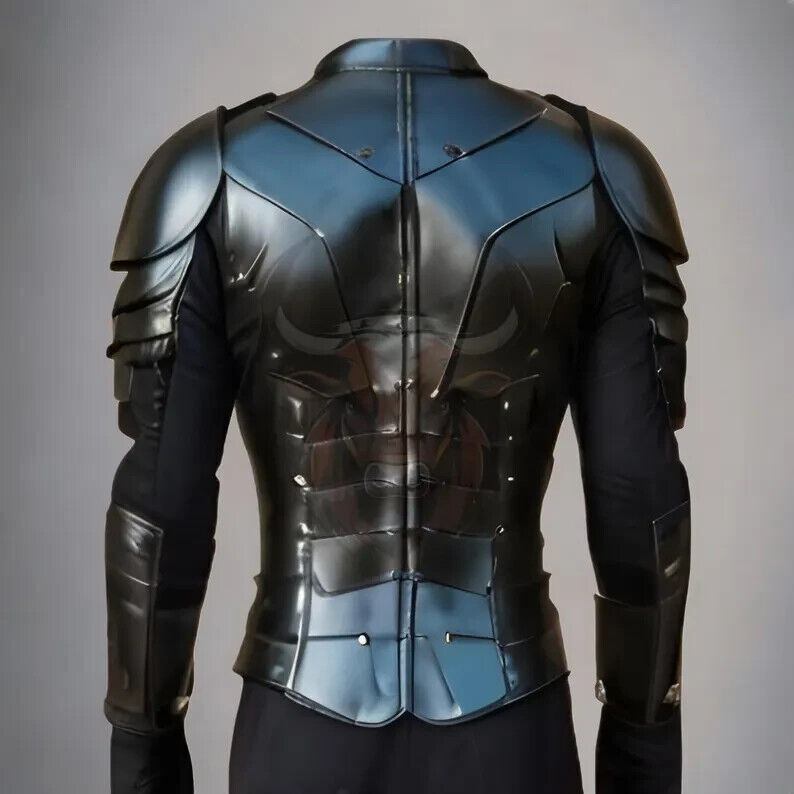 Back View of Handmade Black Leather Fantasy Warrior Armor – Artisans Hub