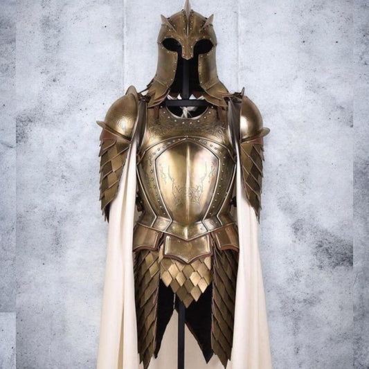 Handmade King’s Guard full body armor front view in 18-gauge steel for cosplay