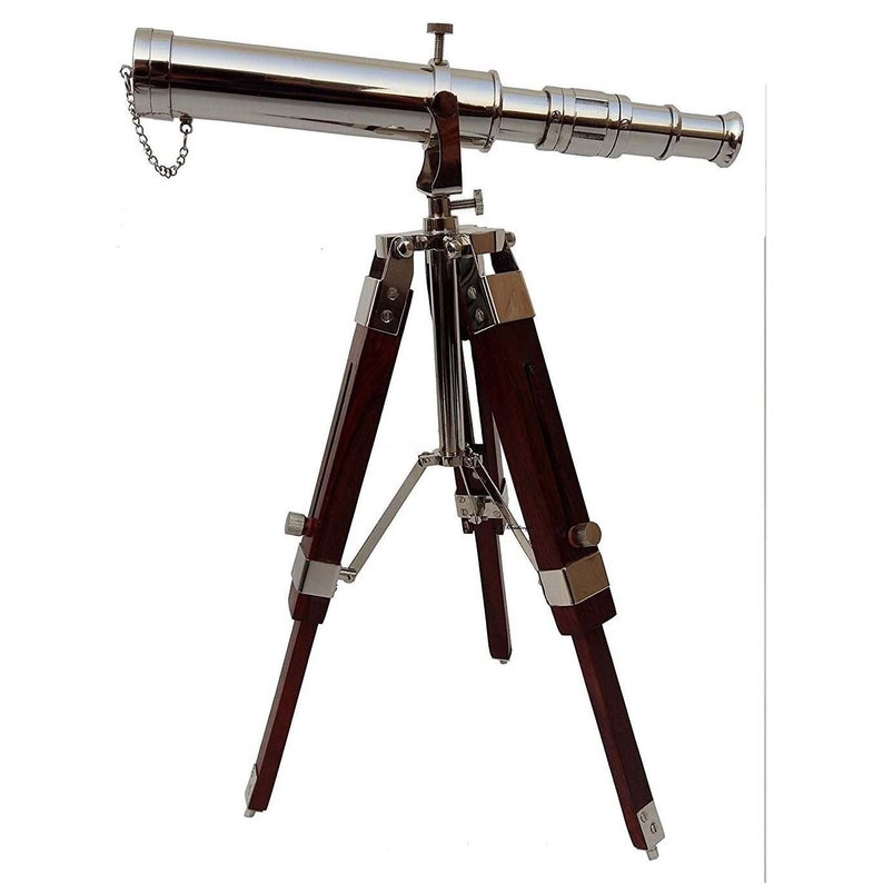 Father’s Day Gift Brass Spyglass with Vintage Tripod Setup
