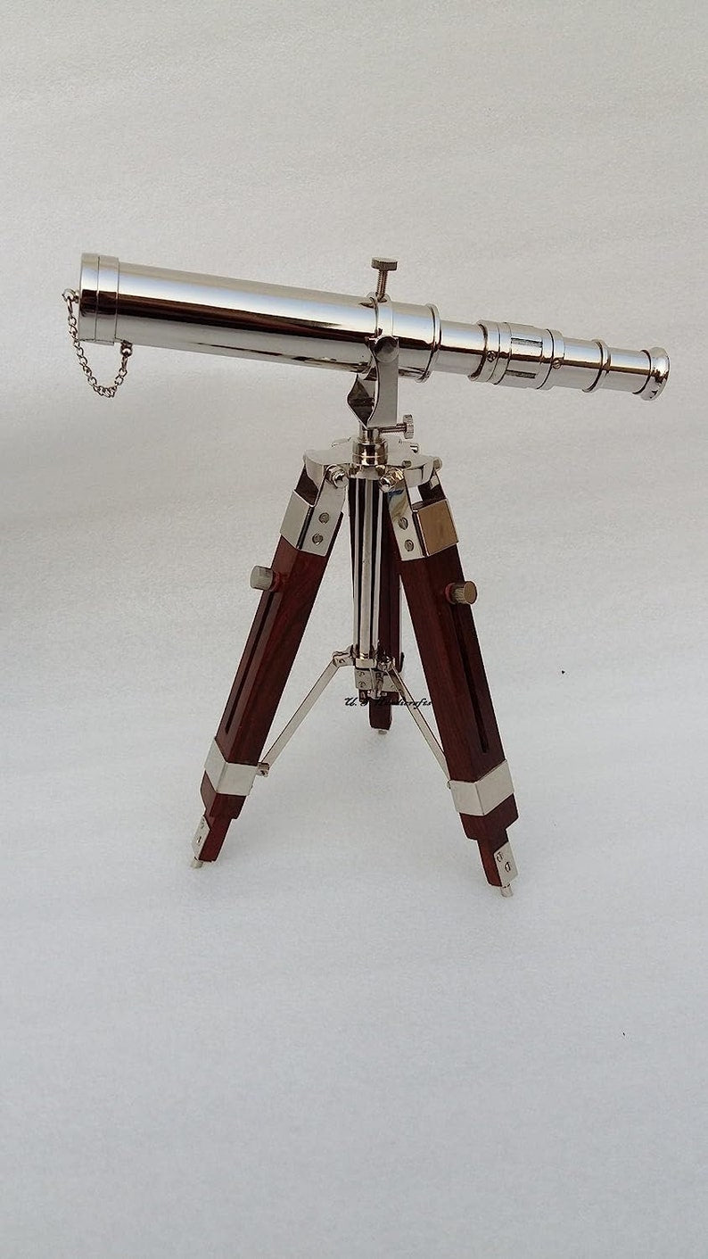 Anniversary Gift for Husband – Personalized Brass Telescope in Study Room