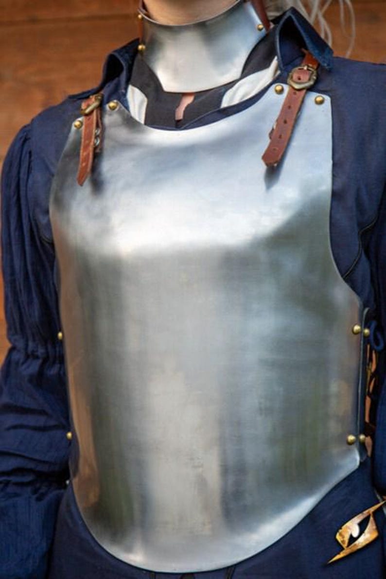 Side profile of women’s medieval LARP armor costume