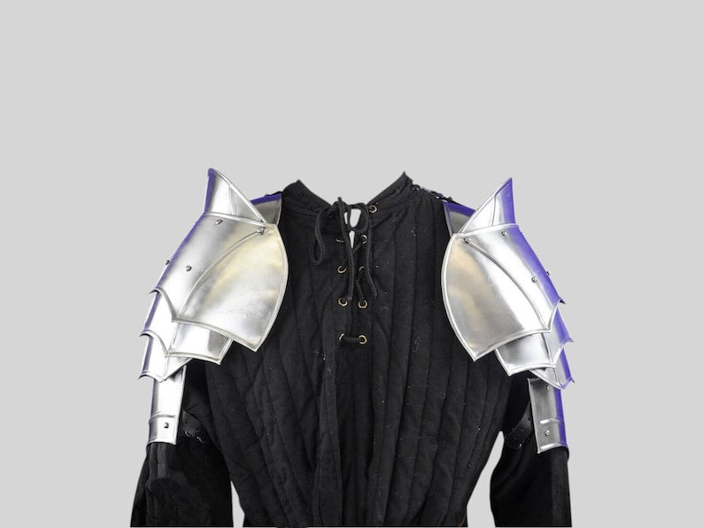 Medieval Steel Pauldrons with Blade-Breakers – LARP Shoulder Armor Set for Cosplay, Costume, and Fantasy Roleplay Gift