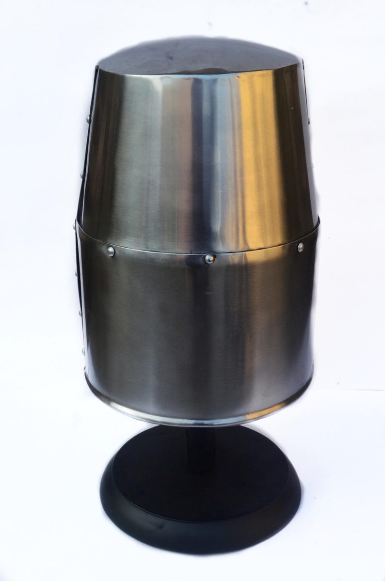 Knight Templar Armor Helmet Handmade - Roleplay Helmet with Stand