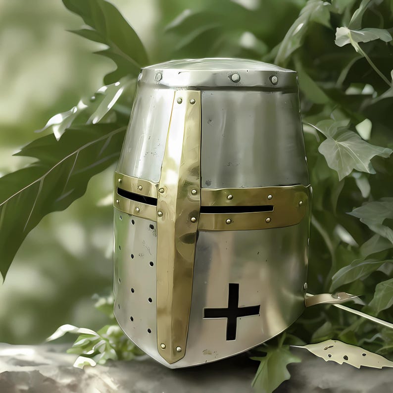 Knight Templar Helmet - Wearable Halloween Costume Helmet for LARP & Renaissance