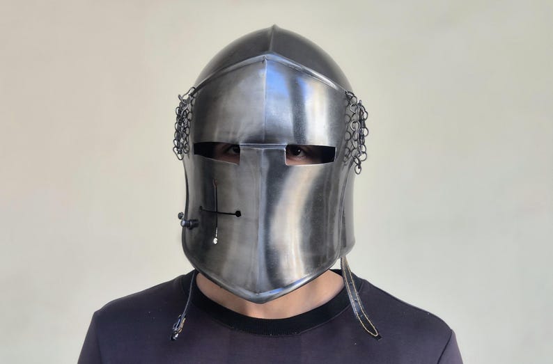 Medieval Barbuta Helmet - Visor Opening Italian Soldier Armor for LARP