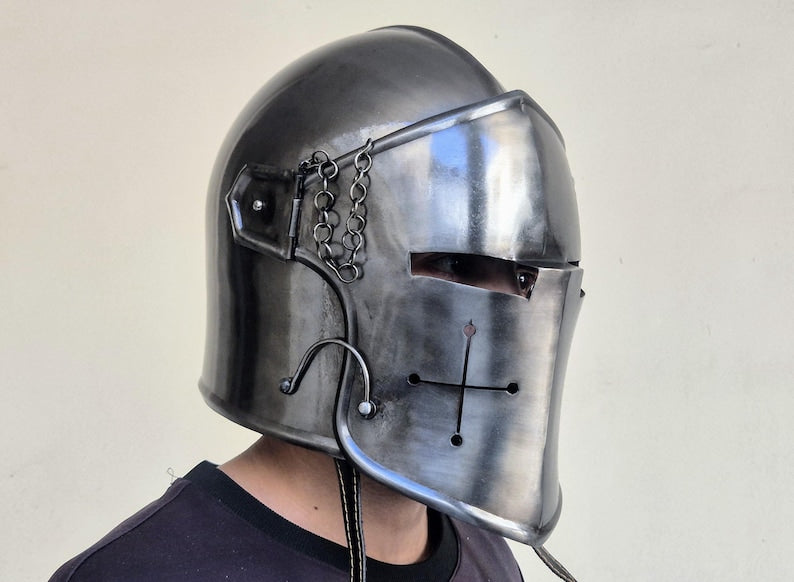 Mittelalterlicher Barbuta-Helm – Visieröffnung für italienische Soldatenrüstung für LARP