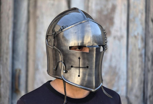 Medieval Barbuta Helmet - Visor Opening Italian Soldier Armor for LARP