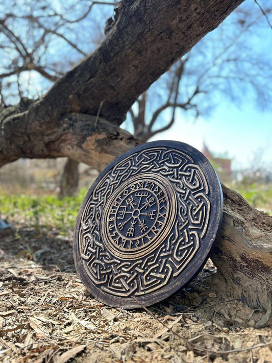Handmade Viking Runic Shield | Viking Wall Decor & Home Decor Gift