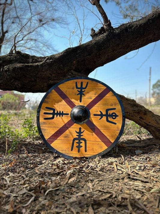 Medieval King Finehair Viking Battle Shield | Handmade Wood Wall Art