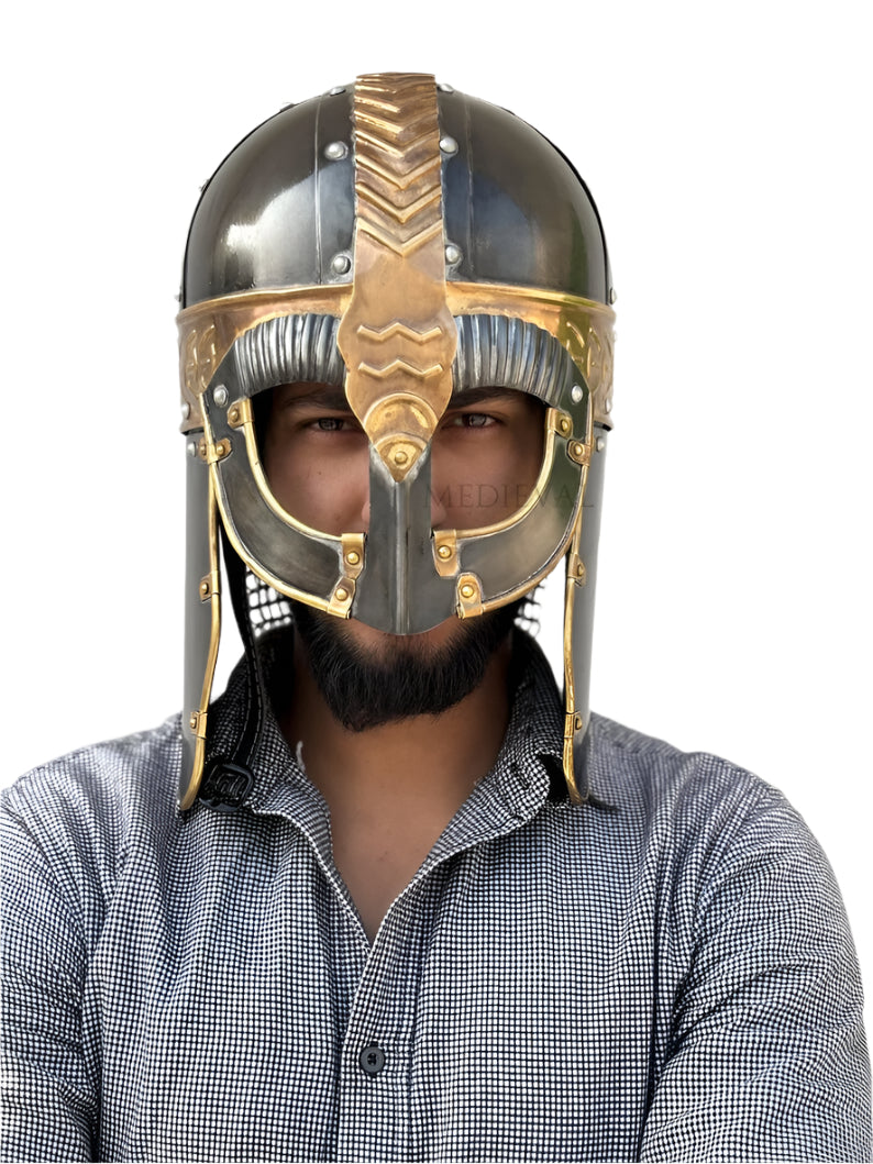 Medieval Vikings Helmet with Chainmail Back – LARP, Halloween Costume & Gift