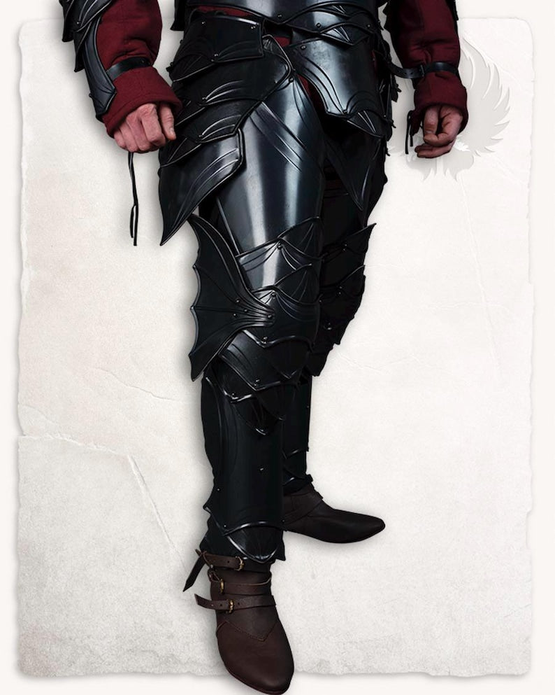 Close-up of Medieval Knight Full Armor Set highlighting straps and tassets