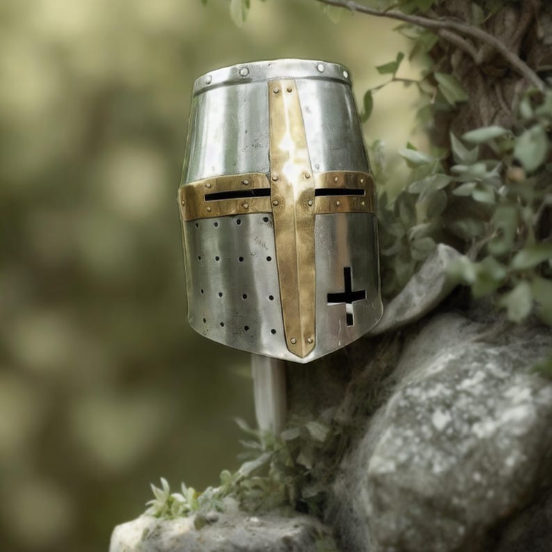 Knight Templar Helmet - Wearable Halloween Costume Helmet for LARP & Renaissance