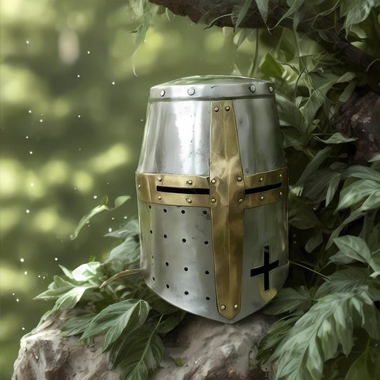 Knight Templar Helmet - Wearable Halloween Costume Helmet for LARP & Renaissance