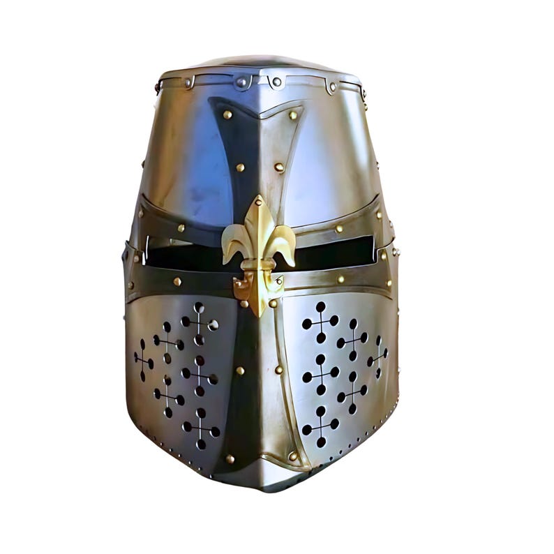 Templar Knight Helmet - Armor Helmet for Halloween Costume, LARP & Renaissance