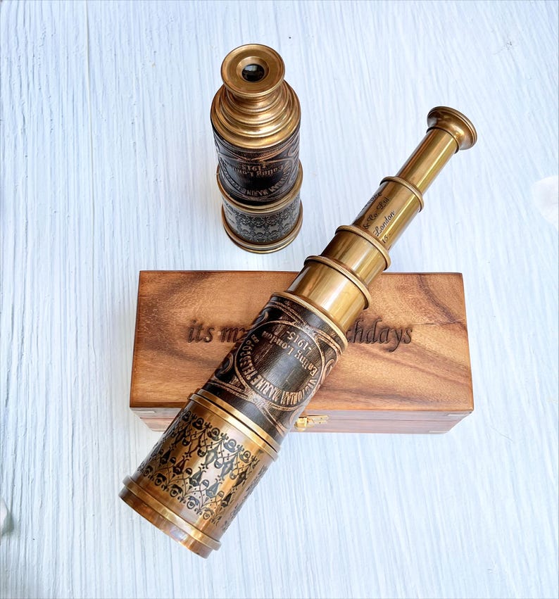 Graduation Keepsake Brass Spyglass Presented in Engraved Wooden Case