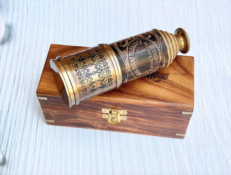 Father’s Day Nautical Gift – Antique Brass Telescope with Custom Engraving